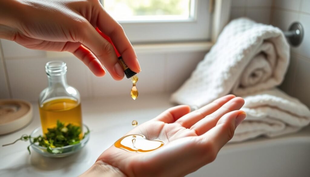 applying anti-dandruff oil